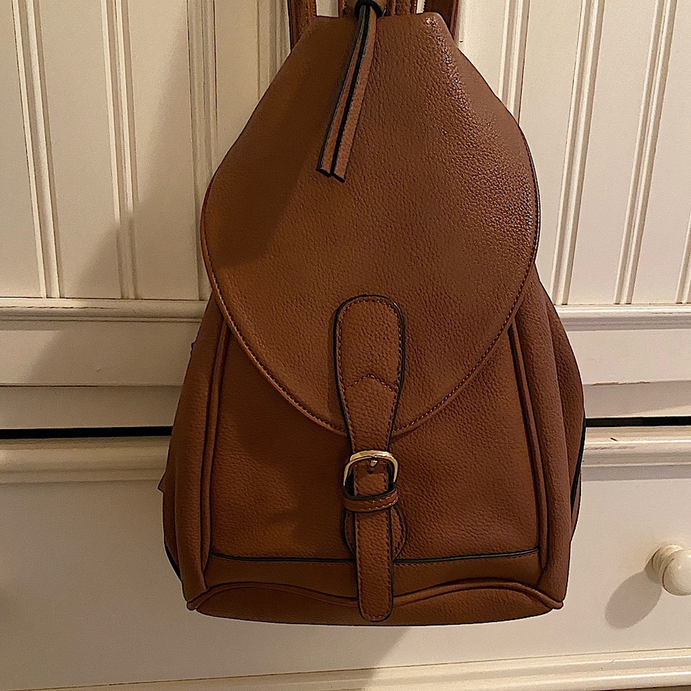 Dasein Convertible Leather Backpack Tan